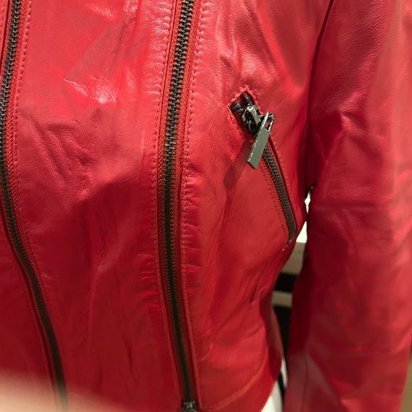 bebe  Y2K Vibrant Red Leather Jacket - Picture 3 of 9